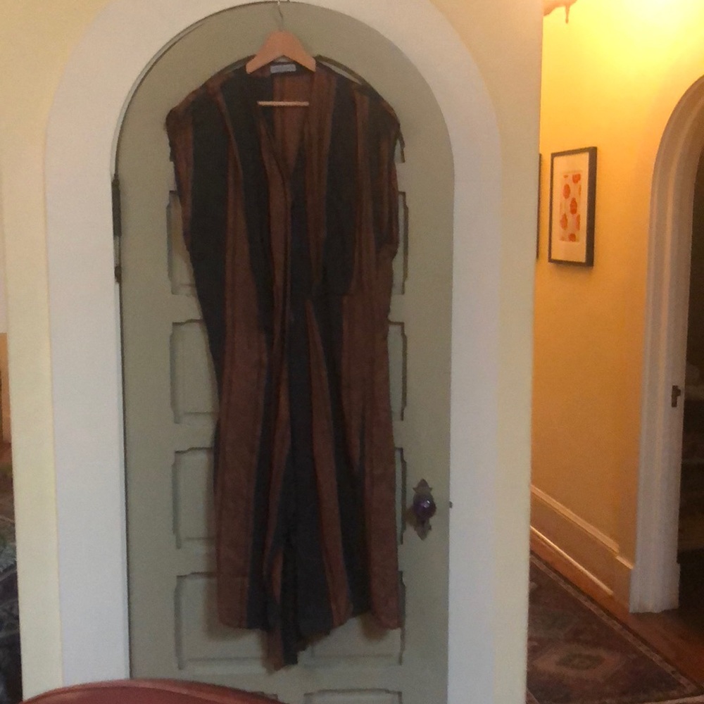 Adolfo Dominguez Rust & navy stripped dress/ robe.